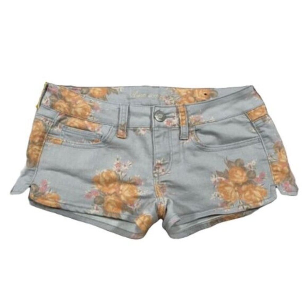 American Eagle Outfitters Women's Blue and Yellow Shorts Size 8‎